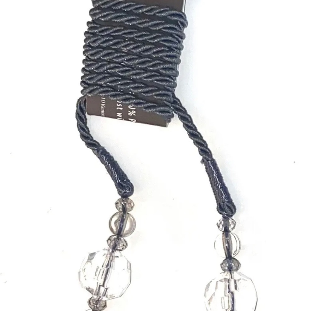 Window Curtain Drapery Tassel Tie Back Beaded Drop - Gray